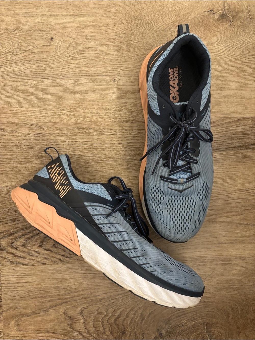 Hoka - Sz 11 Slate Blue and Peach Trail Runners